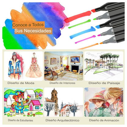 Marcadores Colores Artistas x80 Double Tip Base Alcohol