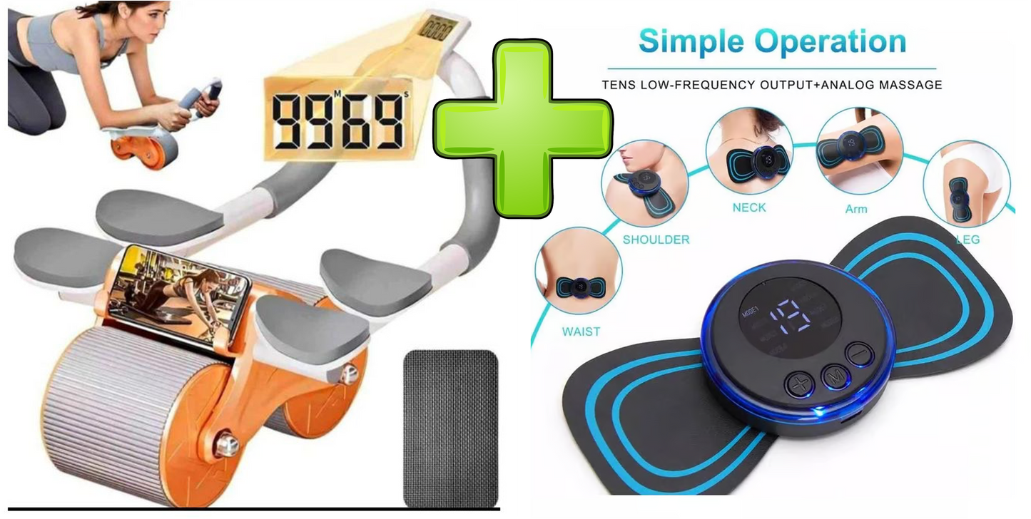 Combo Rueda Abdominal Doble Masajeador 2 en 1