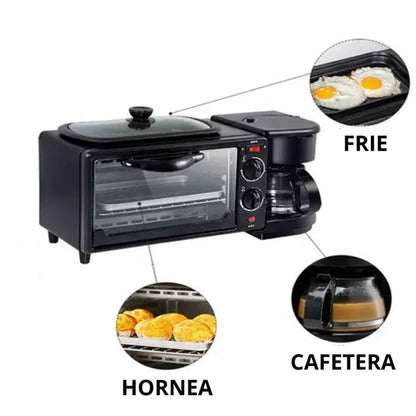 HORNO ELÉCTRICO CAFETERA FREIDORA 3 EN 1