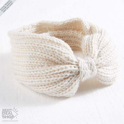 Faixa Para Cabelo com Laço Borboleta Tricotado