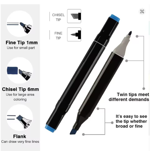 Marcadores Colores Artistas x80 Double Tip Base Alcohol