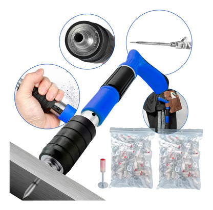 Pistola de clavos con accesorios