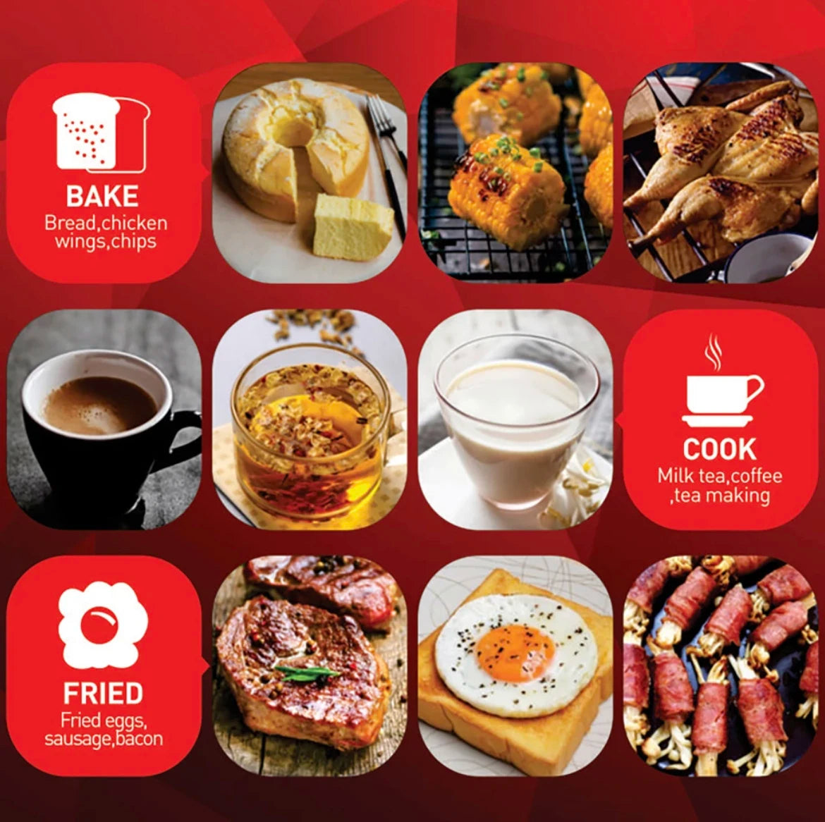 HORNO ELÉCTRICO CAFETERA FREIDORA 3 EN 1