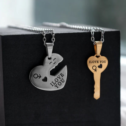 Collar Pareja Corazón separable de acero