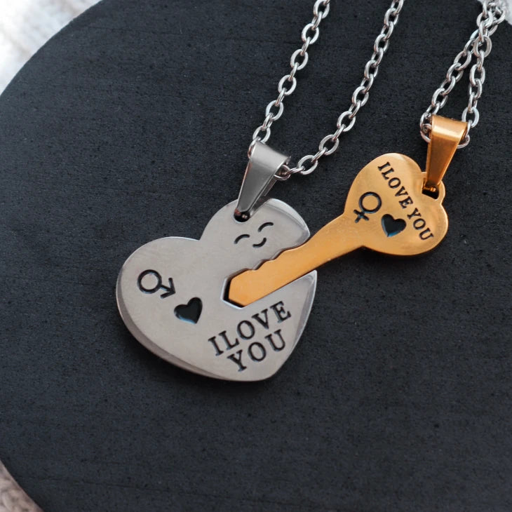 Collar Pareja Corazón separable de acero