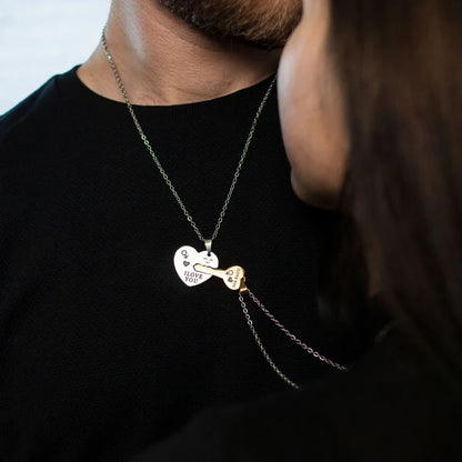 Collar Pareja Corazón separable de acero