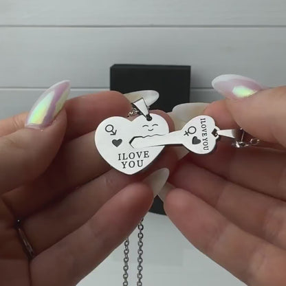 Collar Pareja Corazón separable de acero