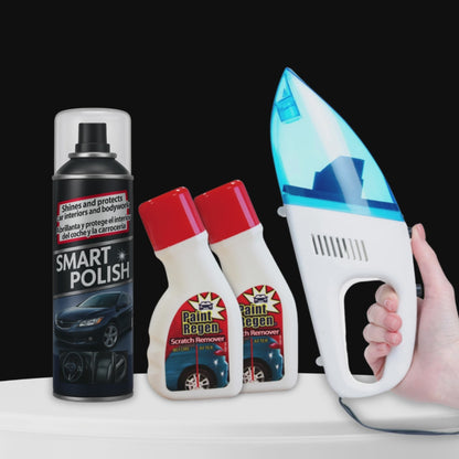 Kit 3 en 1 para coche: elimina arañazos, da brillo y aspira tu coche como un profesional