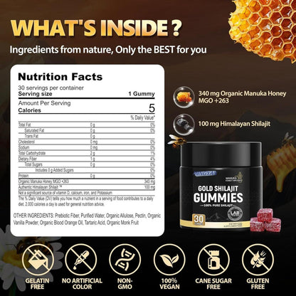 Gomitas de Shilajit puro - Salud, fuerza y bienestar - El poder del Himalaya