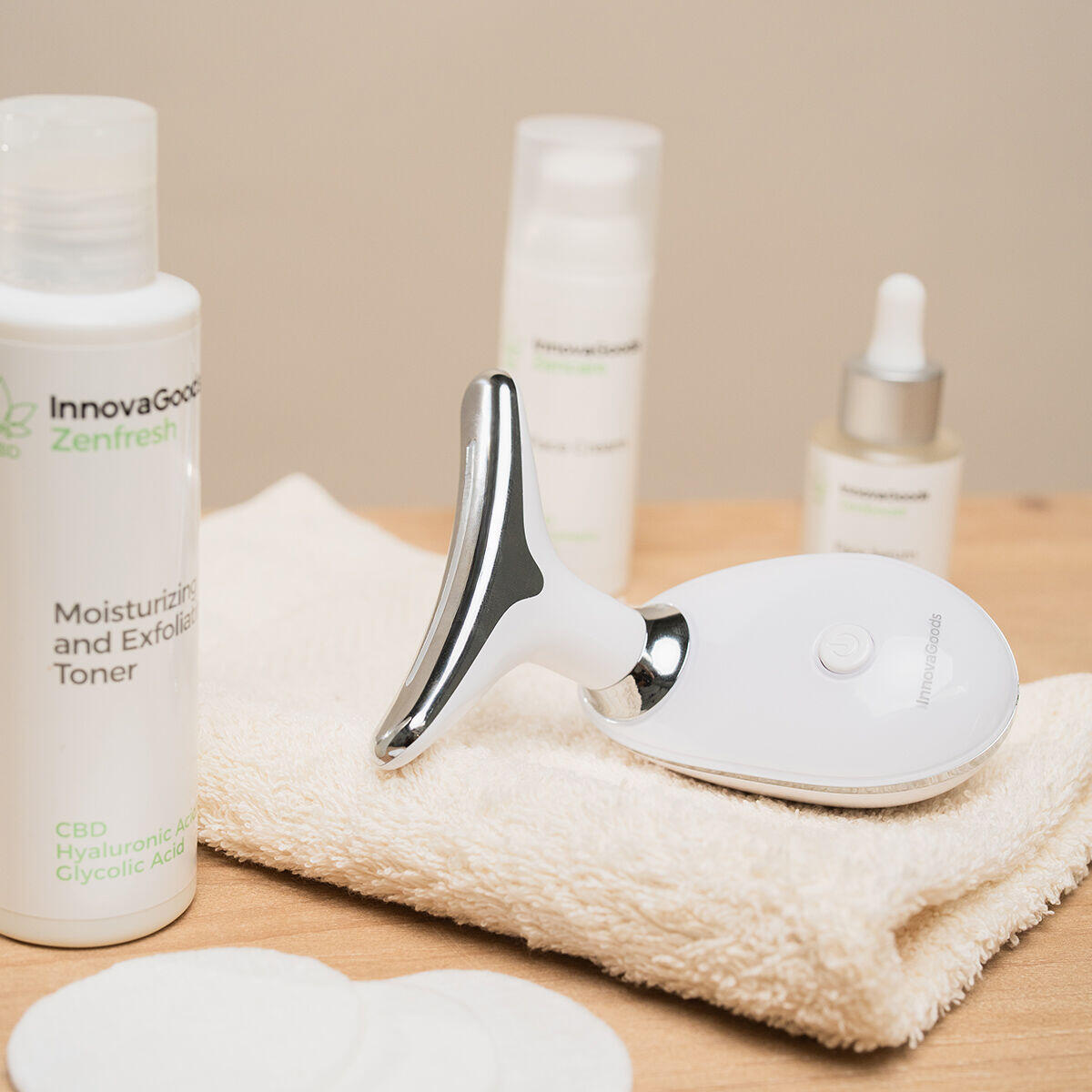 Masajeador Facial Eléctrico 7 en 1 con Luz LED, Calor & Masaje EMS