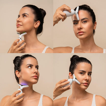 Masajeador Facial Eléctrico 7 en 1 con Luz LED, Calor & Masaje EMS