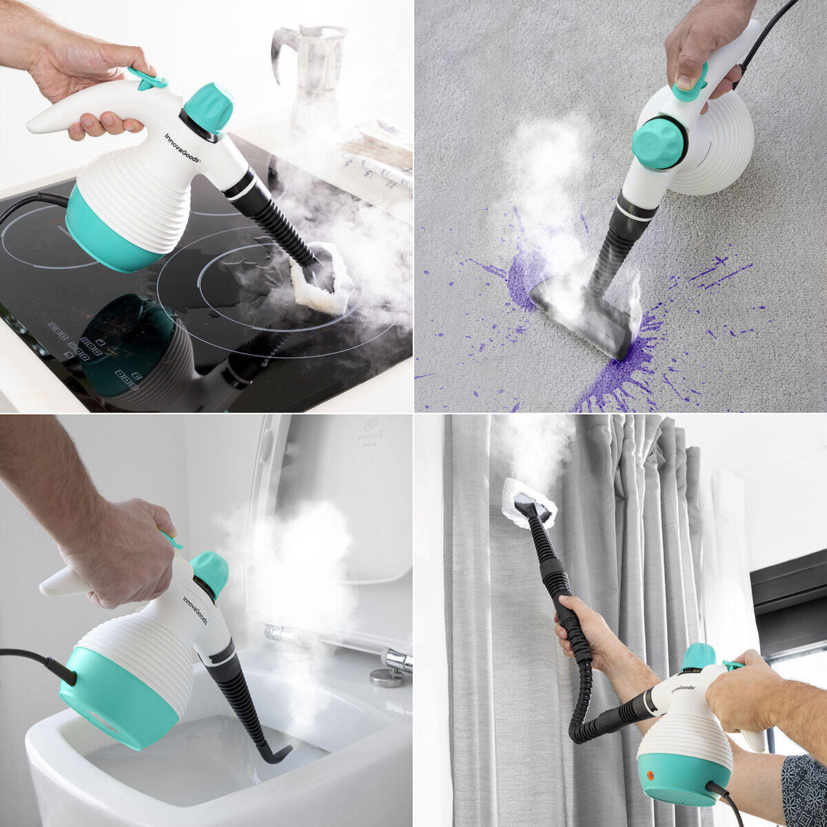 Vaporeta de Mano Multiusos con Accesorios 9 en 1