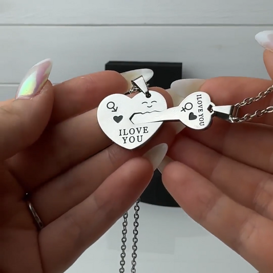 Collar Pareja Corazón separable de acero