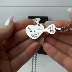 Collar Pareja Corazón separable de acero